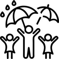 Family playing in the rain with umbrellas capturing joyful splashes plain background on right. Set 3 vector