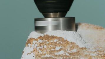 Cutter works on stone. Media. Close-up of artistic stone processing. Isolated on background. video