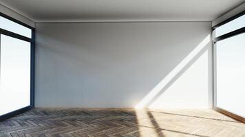 empty interior room shadow wall space background mock up architecture sunlight. empty home modern window light floor design apartment white hozuse indoor. video