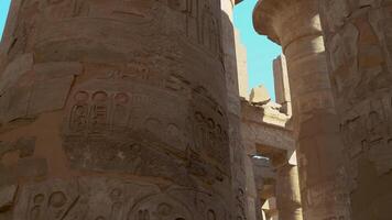 View of the ancient remains of an open-air columned temple at Karnak video