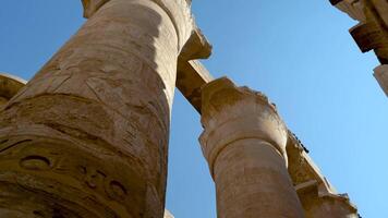 View of the Great Columns with Hieroglyphs in the Ancient Temple in the City of Karnak video