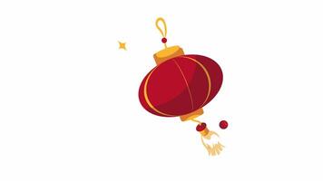 flat chinese new year lantern icon animation motion graphic design , hanging lantern animated icon video