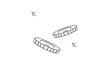 floating coins icon animation motion graphic design , 2 coins floating with animated icon video