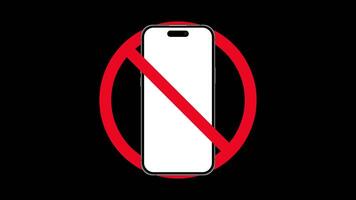 advertencia firmar No teléfono animación. No célula Los telefonos. prohibición símbolos para No teléfono usar. advertencia concepto. transparente antecedentes con alfa canal video