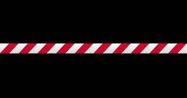 Warning tape and police line animation. Red and white line striped animation. Warning danger tape. Transparent background with alpha channel, video