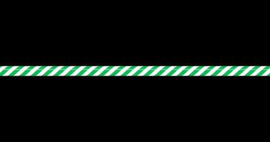 Candy cane line with green and white striped animation. Seamless line with striped candy pattern. Candy lines. Seamless animation. Transparent background with alpha channel video