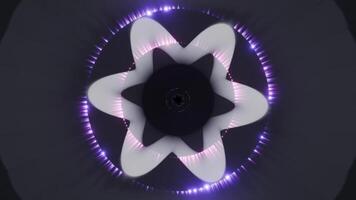 A circular object with a purple light in the center animation video