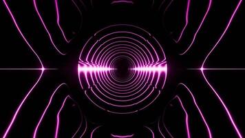 A pink and black background with a circular shape animation video