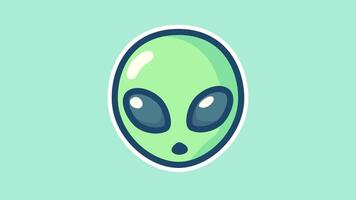 Cute Alien Face Animation on Green Pastel Background in 4K Loop video