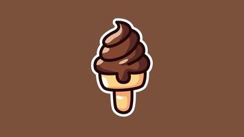 Chocolate Ice Cream Cone Animation on Pastel Background in 4K Loop video