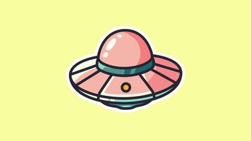 Colorful UFO Animation with Futuristic Glow on Pastel Background in 4K Loop video
