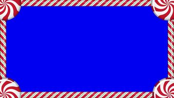 Rectangle candy cane frame animation with red and white striped lollipop pattern. Seamless animation video