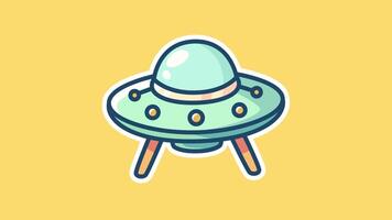 UFO Animation Hovering on Yellow Pastel Background in 4K Loop video