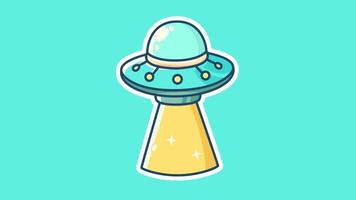 UFO with Beam Effect Animation on Light Blue Pastel Background in 4K Loop video