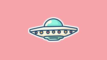 Flying Saucer Animation with Sci-Fi Vibes on Pink Pastel Background in 4K Loop video