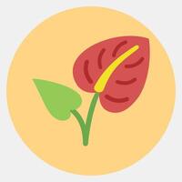 Icon anthurium. Beautiful flowers elements. Icon in color mate style. vector