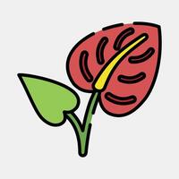 Icon anthurium. Beautiful flowers elements. Icon in filled line style. vector