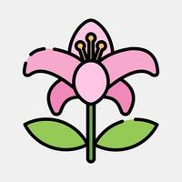 Icon lily. Beautiful flowers elements. Icon in filled line style. vector