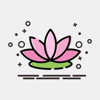 Icon lotus. Beautiful flowers elements. Icon in MBE style. vector