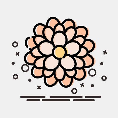 Icon dahlia. Beautiful flowers elements. Icon in MBE style.