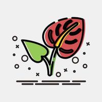 Icon anthurium. Beautiful flowers elements. Icon in MBE style. vector