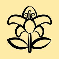 Icon lily. Beautiful flowers elements. Icon in hand drawn style. vector