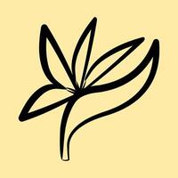 Icon bird of paradise. Beautiful flowers elements. Icon in hand drawn style. vector