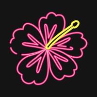 Icon hibiscus. Beautiful flowers elements. Icon in neon style. vector