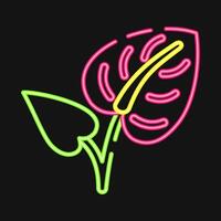 Icon anthurium. Beautiful flowers elements. Icon in neon style. vector
