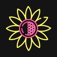 Icon sun flower. Beautiful flowers elements. Icon in neon style. vector