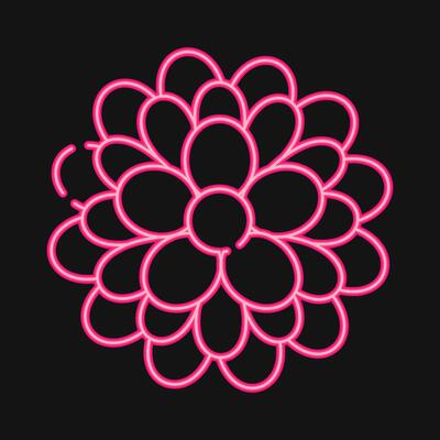 Icon dahlia. Beautiful flowers elements. Icon in neon style.