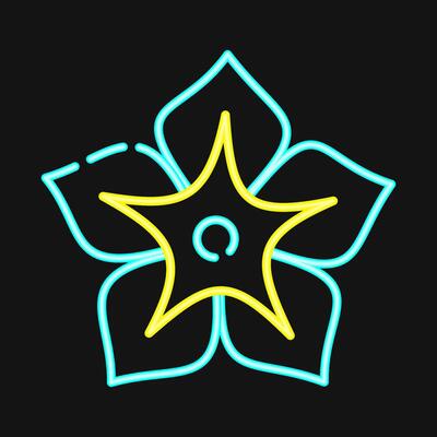 Icon morning glory. Beautiful flowers elements. Icon in neon style.