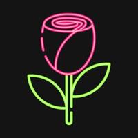 Icon rose. Beautiful flowers elements. Icon in neon style. vector