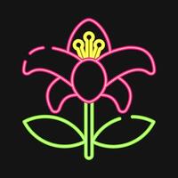Icon lily. Beautiful flowers elements. Icon in neon style. vector