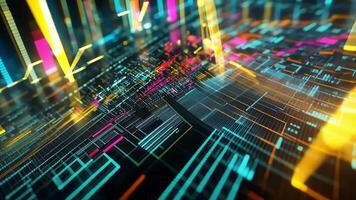 Big data stream flowing through futuristic cyberspace visualization video