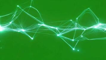 Luminous circuitry with flowing patterns on a green canvas. Green screen chromakey video