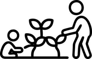 Family gardening together in the backyard with a glossy background copy space on left. vector