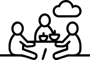 Family enjoying a picnic under a tree with a plain background copy space on top. vector