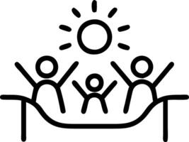Family enjoying a day at the amusement park with a glossy background copy space below. vector