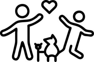 Family enjoying a day at home with pets playing plain background copy space on left. vector
