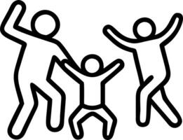 Family dancing together in the living room candid expressions of happiness copy space on bottom. Set 2 vector