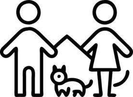 Family enjoying a day at home with pets playing plain background copy space on left. Set 2 vector