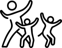 Family dancing on soft abstract background copy space on left. vector
