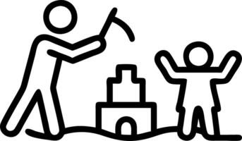 Family building sandcastles on the beach capturing creative teamwork and joy copy space on right. Set 3 vector