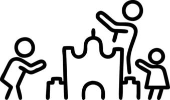Family building sandcastles on the beach capturing creative teamwork and joy copy space on right. Set 2 vector