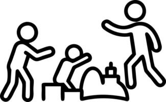 Family building sandcastles on the beach capturing creative teamwork and joy copy space on right. Set 6 vector