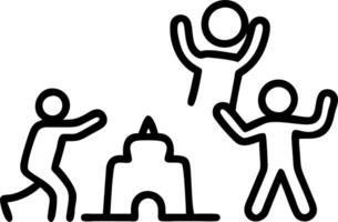 Family building sandcastles on the beach capturing creative teamwork and joy copy space on right. Set 5 vector