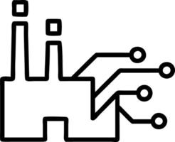 Factory silhouette connected by circuit lines with copy space vector