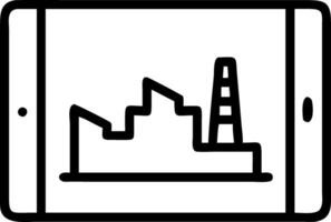 Factory skyline reflected in tablet screen and copy space vector