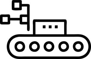 Factory conveyor belt with digital code overlay and copy space vector